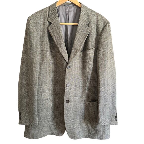 ERMENEGILDO ZEGNA Soft Wool Light brown glen plaid Blazer Sports Coat 54 / 48 R - Picture 1 of 10